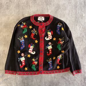 Vintage Tiara International Embroidered Christmas Sweater